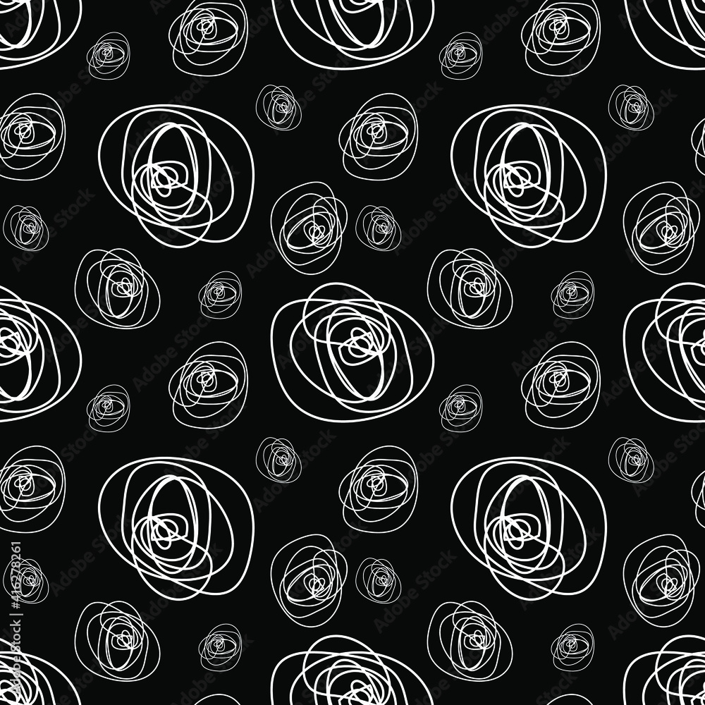 Abstract background of white spots on a black background. Strokes ...