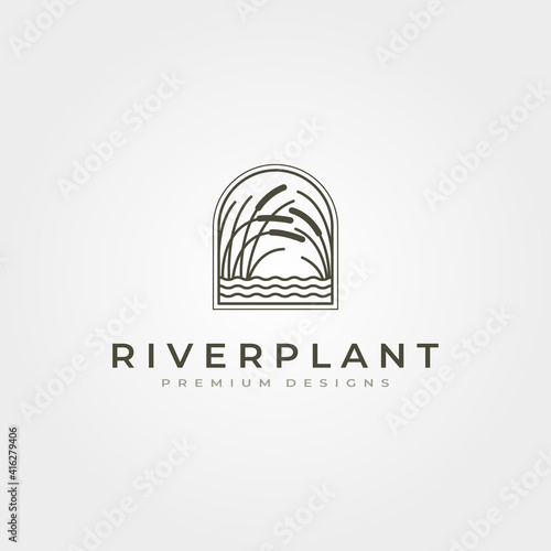 river plant reed icon logo vector line art symbol illustration design photo
