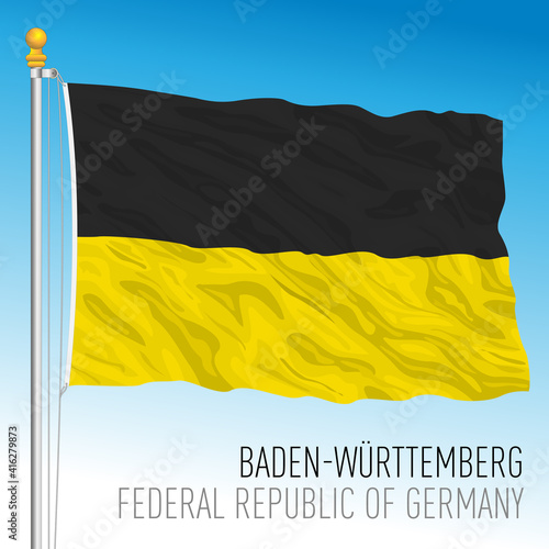 Baden Wurttenberg lander flag, federal state of Germany, europe, vector illustration