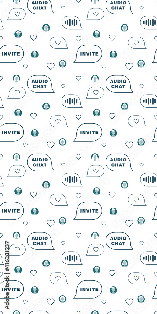 mobile app audio messages and chat invitations, vertical seamless pattern mobile app audio messages and chat invitations, vertical seamless pattern