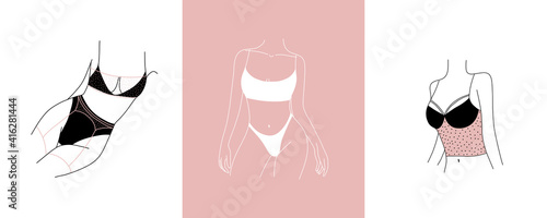 logo linear female figure silhouette. for social media design, store stories, nude shades