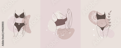 logo linear female figure silhouette. for social media design, store stories, nude shades