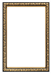 Golden frame for paintings, mirrors or photo isolated on white background. Design element with clipping path