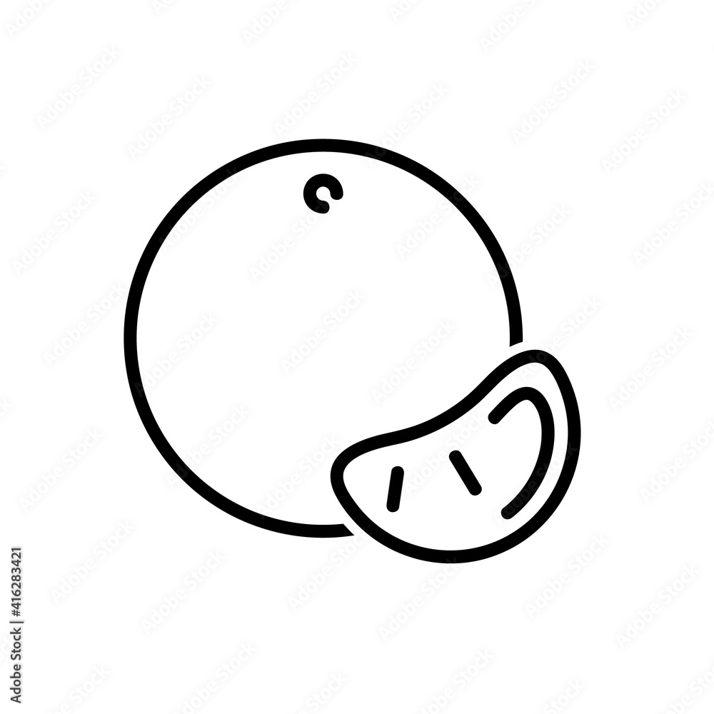 Orange mandarin flat icon. Pictogram for web. Line stroke. Isolated on white background. Vector eps10 Orange mandarin flat icon. Pictogram for web. Line stroke. Isolated on white background. Vector eps10