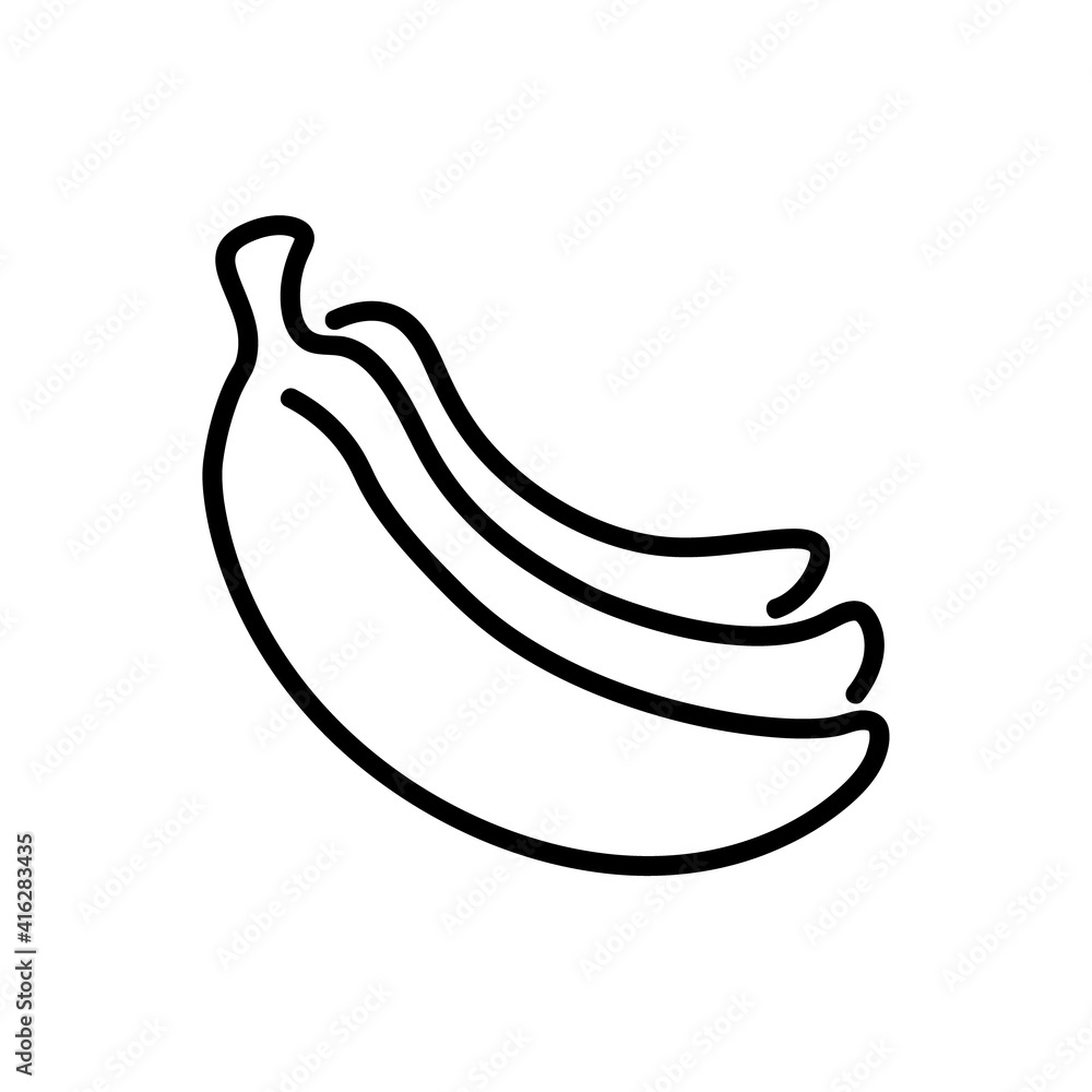 Banana flat icon. Pictogram for web. Line stroke. Isolated on white background. Vector eps10