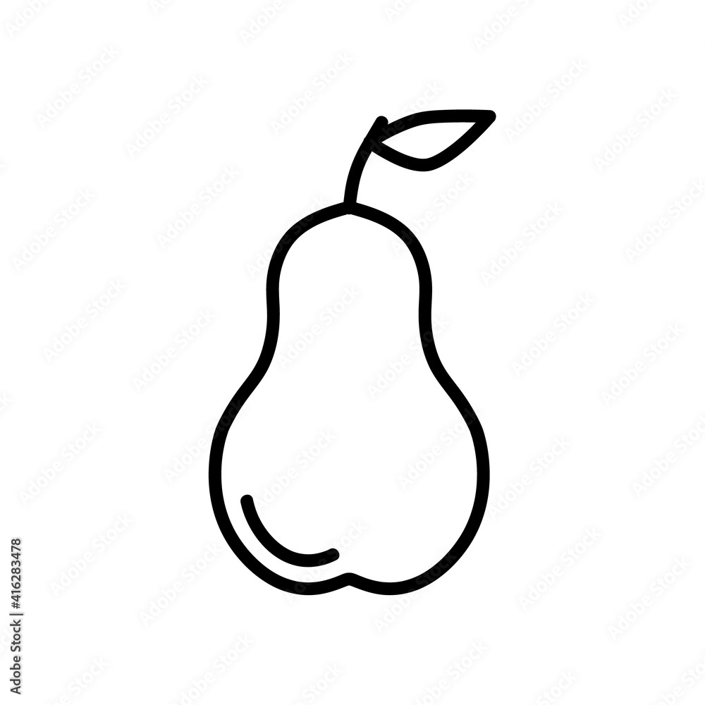 Pear flat icon. Pictogram for web. Line stroke. Isolated on white background. Vector eps10 Pear flat icon. Pictogram for web. Line stroke. Isolated on white background. Vector eps10