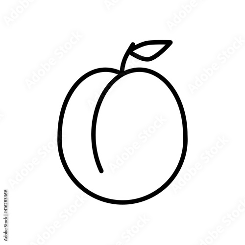 peach flat icon. Pictogram for web. Line stroke. Isolated on white background. Vector eps10