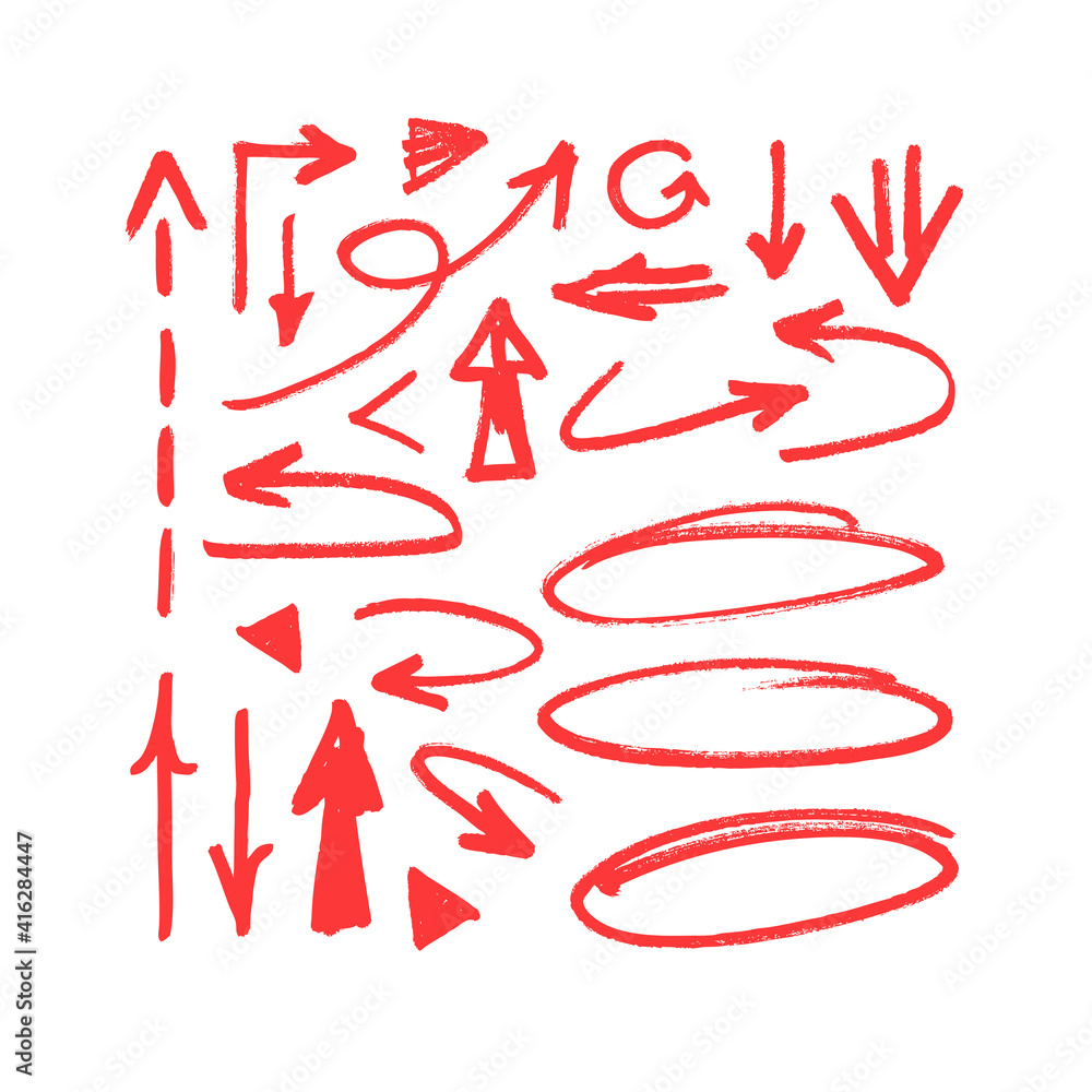 Vector art illustration grunge arrows. Set of hand drawn paint object for design use. Abstract brush drawing Vector art illustration grunge arrows. Set of hand drawn paint object for design use. Abstract brush drawing