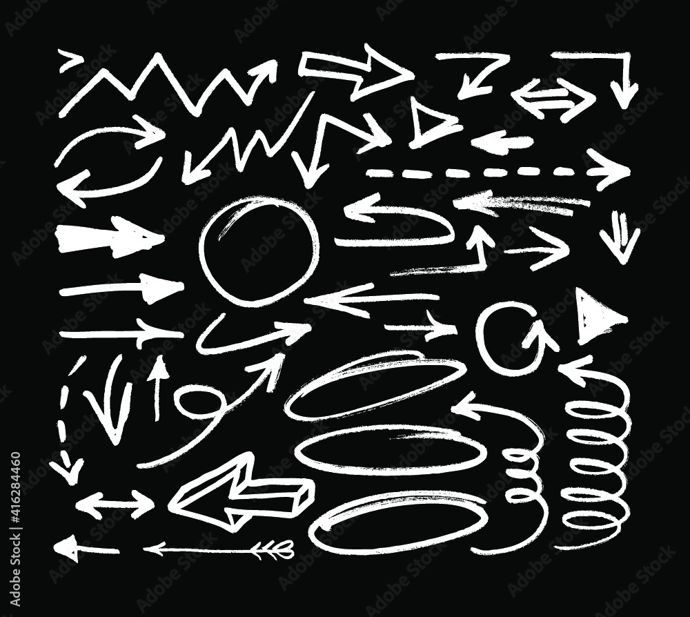 Vector art illustration grunge arrows. Set of hand drawn paint object for design use. Abstract brush drawing Vector art illustration grunge arrows. Set of hand drawn paint object for design use. Abstract brush drawing