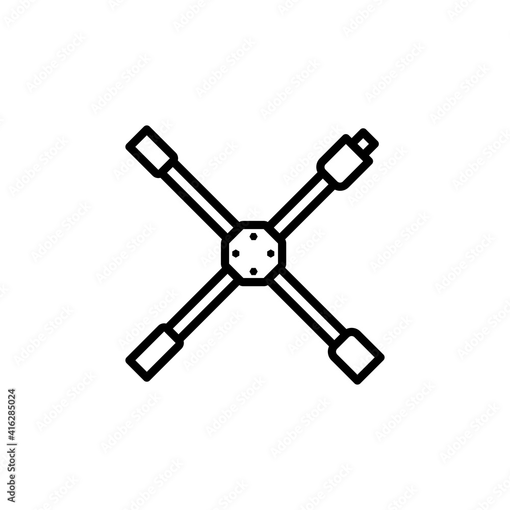 wheel wrench. Vector sign in a simple style isolated on a white background wheel wrench. Vector sign in a simple style isolated on a white background