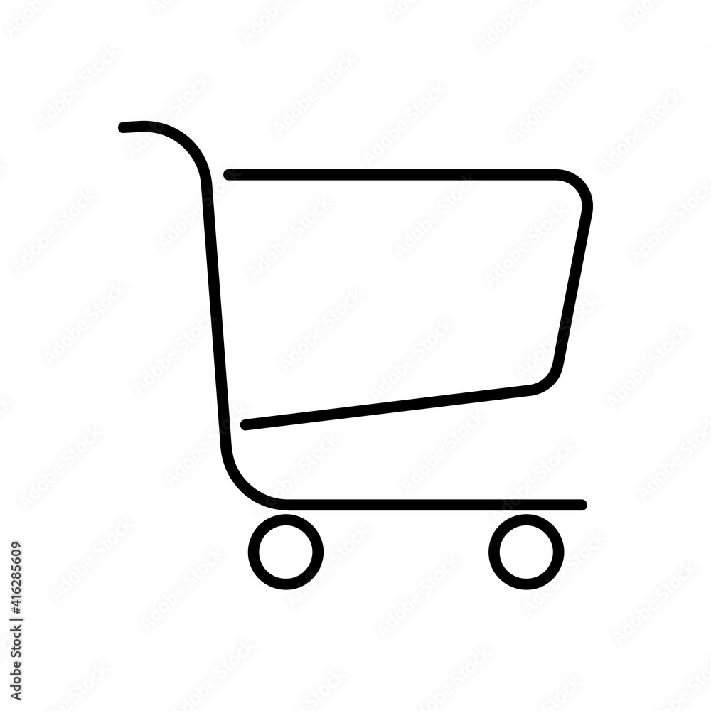 Shopping cart flat icon. Pictogram for web. Line stroke. Basket isolated on white background. Vector eps10 Shopping cart flat icon. Pictogram for web. Line stroke. Basket isolated on white background. Vector eps10