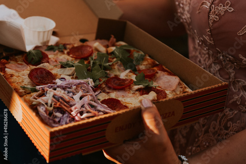Pizza at wedding.