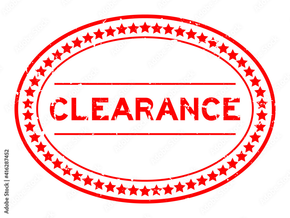 Grunge red clearance word oval rubber seal stamp on white background Grunge red clearance word oval rubber seal stamp on white background