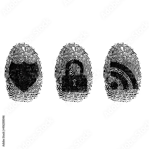 Fingerprint design elements silhouettes