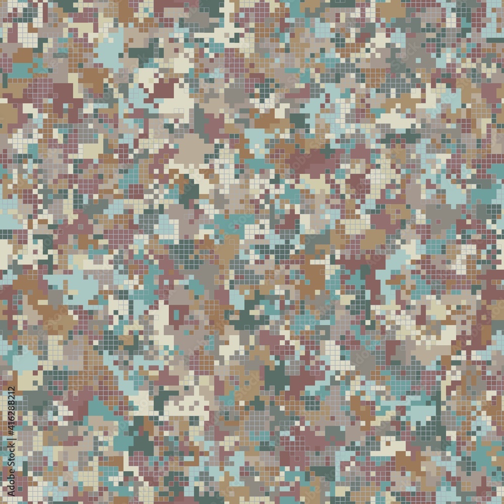 Fototapeta premium Digital camouflage seamless pattern military geometric camo background