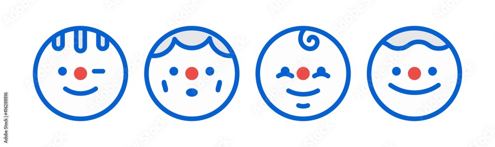 Round Avatars. Set of Cute funny characters. Various faces, emotions. Minimalistic Icons. Geometric Vector illustration. Cartoon Asian style. Simple design. Every icon is Isolated on white background Round Avatars. Set of Cute funny characters. Various faces, emotions. Minimalistic Icons. Geometric Vector illustration. Cartoon Asian style. Simple design. Every icon is Isolated on white background