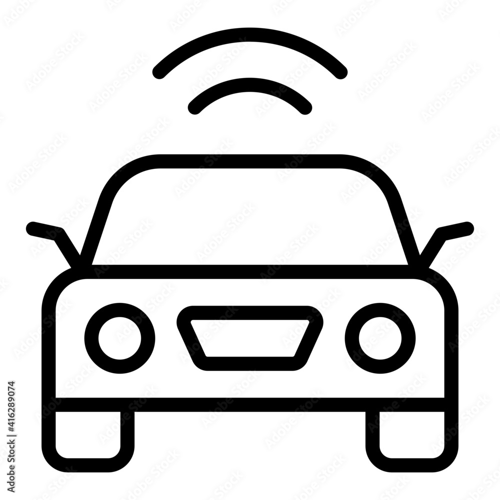 Wifi signals with automobile, wifi car icon Wifi signals with automobile, wifi car icon