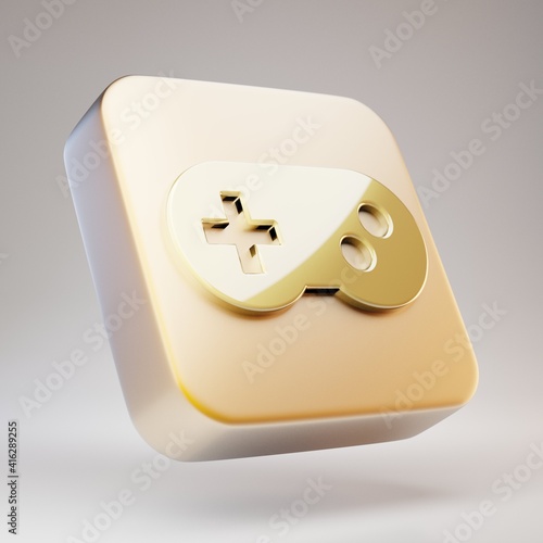 Gamepad icon. Golden Gamepad symbol on matte gold plate.