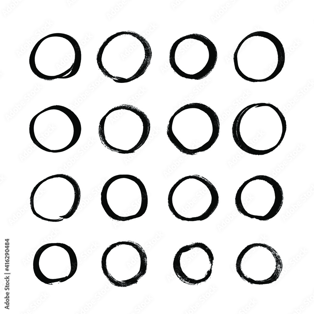 Vector art illustration grunge circle. Set of hand drawn paint object for design use. Abstract brush drawing Vector art illustration grunge circle. Set of hand drawn paint object for design use. Abstract brush drawing