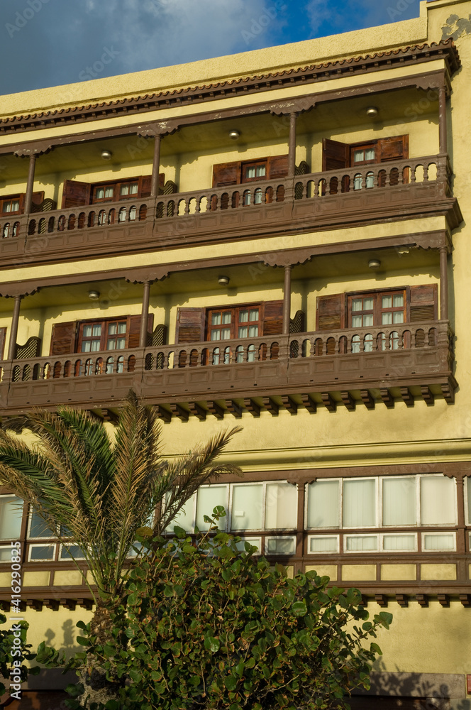 Traditional balconies in Santa Cruz de La Palma.
