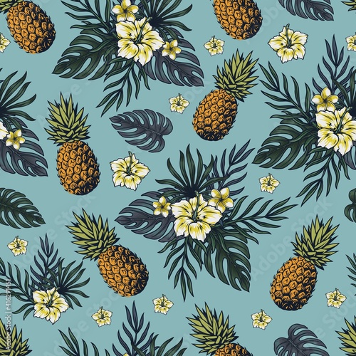 Tropical colorful vintage seamless pattern