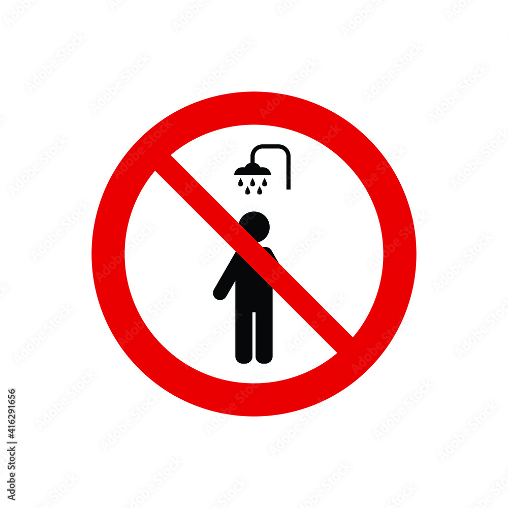 Fotografie no shower  icon vector. Prohibited man taking or having a shower