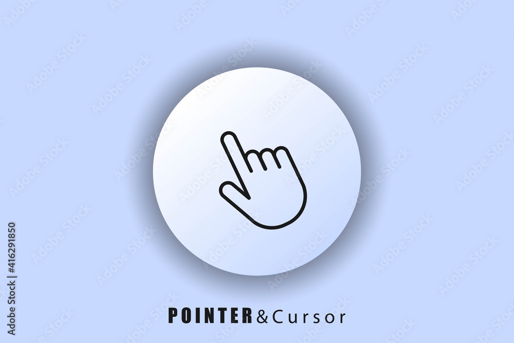 By clicking the finger icon. Hand pointer clicking icon. hand pointer. White ui web button. Neomorphism. Vector EPS10 By clicking the finger icon. Hand pointer clicking icon. hand pointer. White ui web button. Neomorphism. Vector EPS10