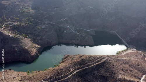 Aerial view of the Ayagaures and Gambuesa dams in the Municipality of San Bartolomé de Tirajana. (Gran Canaria, Canary Islands, Spain, Europe) photo