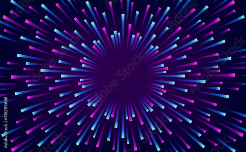 big data analysis gradient neon purple cyan blue burst flare wave radial energy. retro modern technology