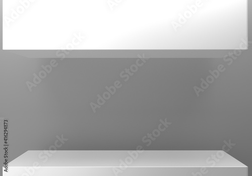 3d rendering of empty gray podium abstract minimal background. Scene for advertising design, cosmetic ads, show, technology, banner, cream, fashion, luxury. Illustration. Product display. copy space