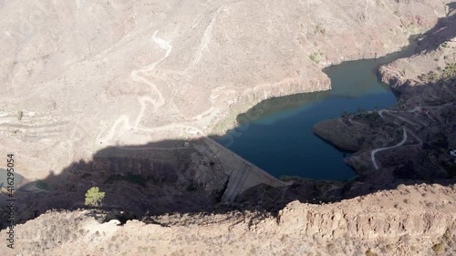 Aerial view of the Ayagaures and Gambuesa dams in the Municipality of San Bartolomé de Tirajana. (Gran Canaria, Canary Islands, Spain, Europe) photo