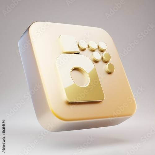 Spray Can icon. Golden Spray Can symbol on matte gold plate.