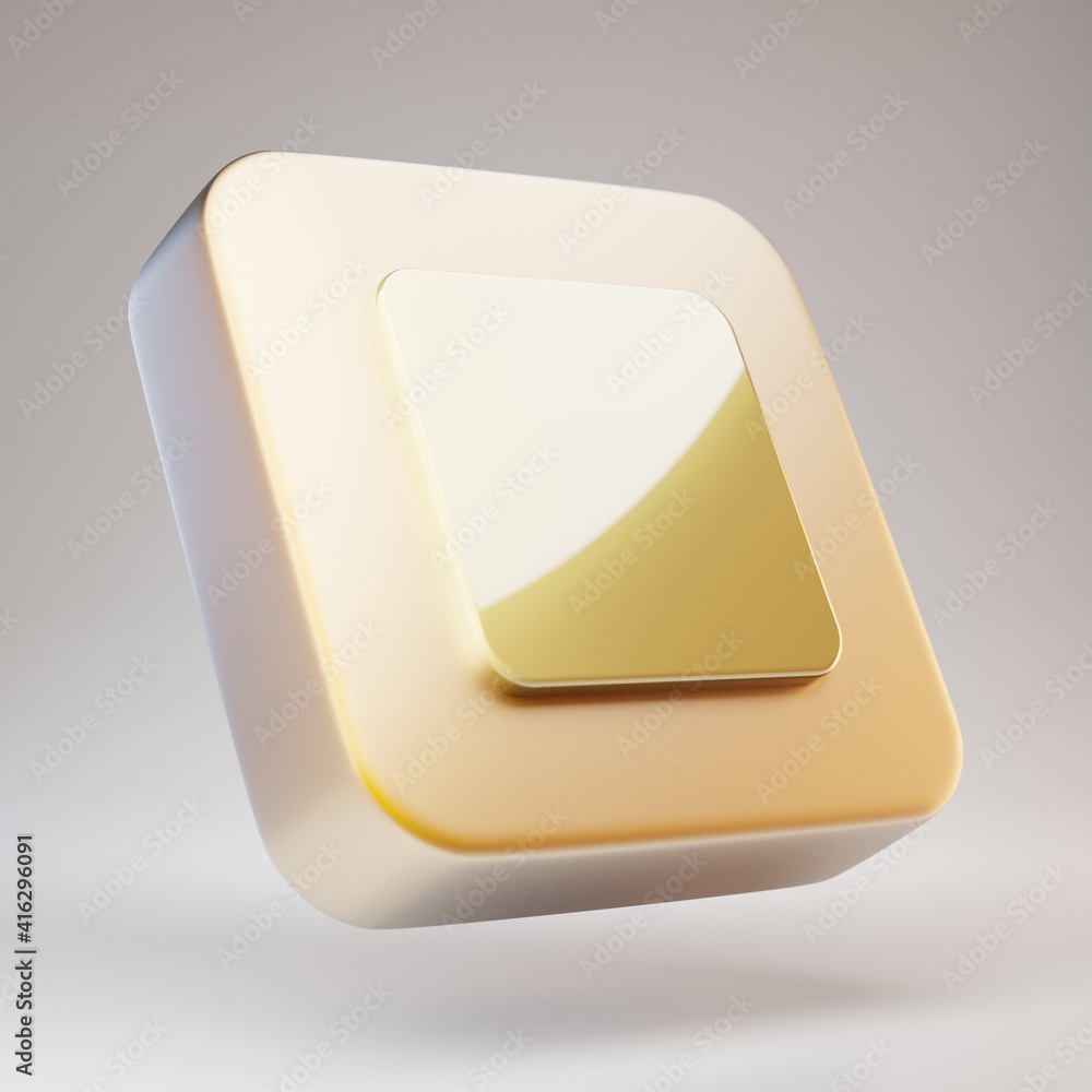 Stop icon. Golden Stop symbol on matte gold plate. Stop icon. Golden Stop symbol on matte gold plate.