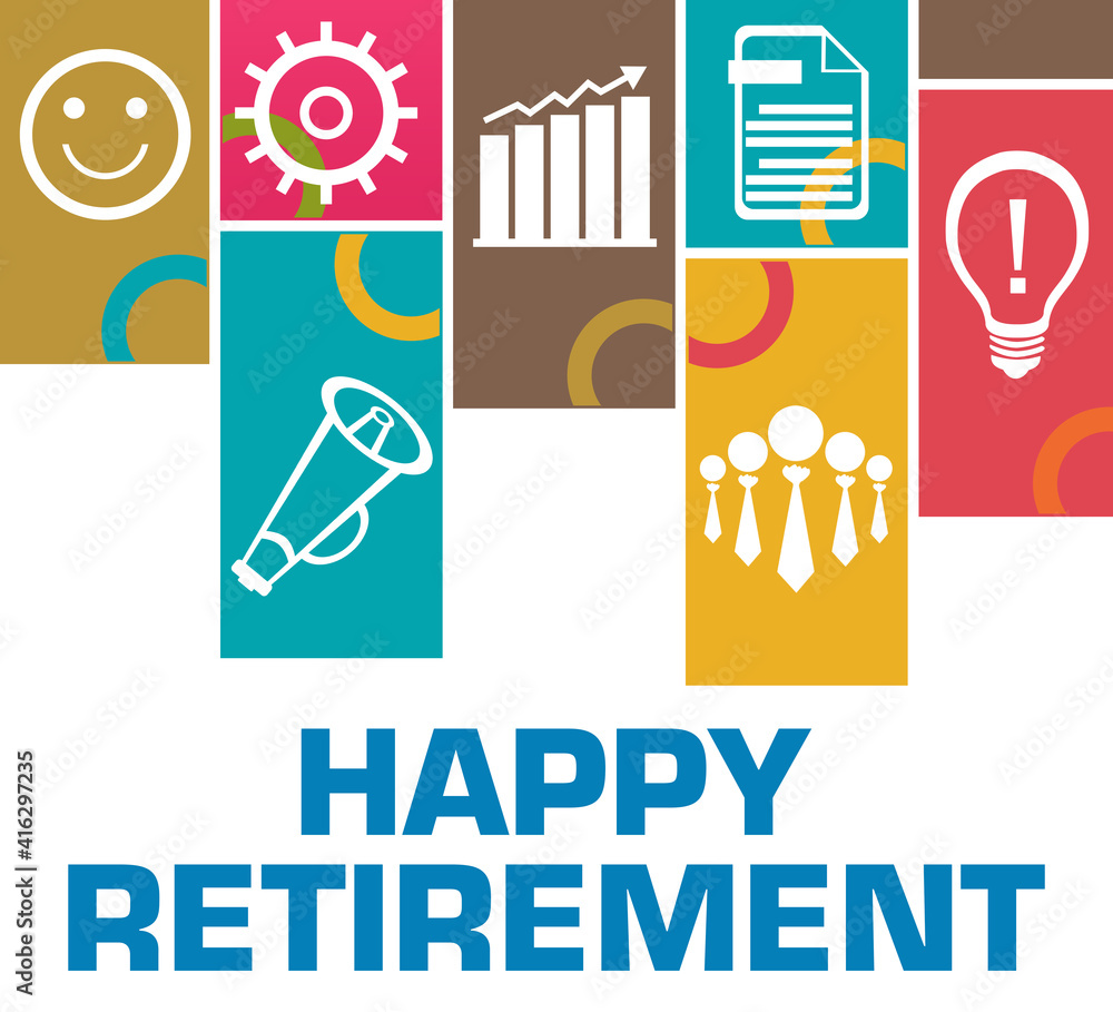 Happy Retirement Colorful Rings Boxes Business Symbols 