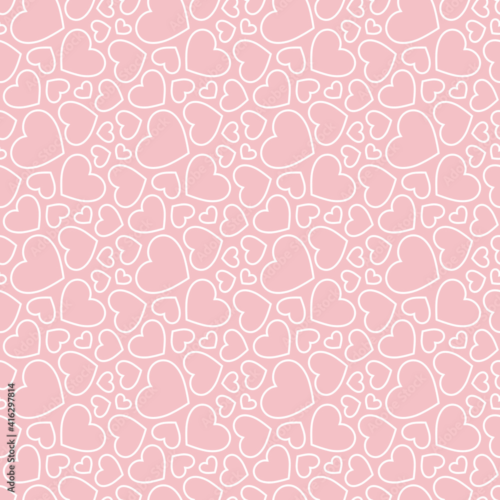 Subtle pink hearts seamless pattern. Valentines day background. Love romantic theme. Simple vector abstract texture with small linear hearts. Stylish minimal design for decor, wallpapers, textile Subtle pink hearts seamless pattern. Valentines day background. Love romantic theme. Simple vector abstract texture with small linear hearts. Stylish minimal design for decor, wallpapers, textile