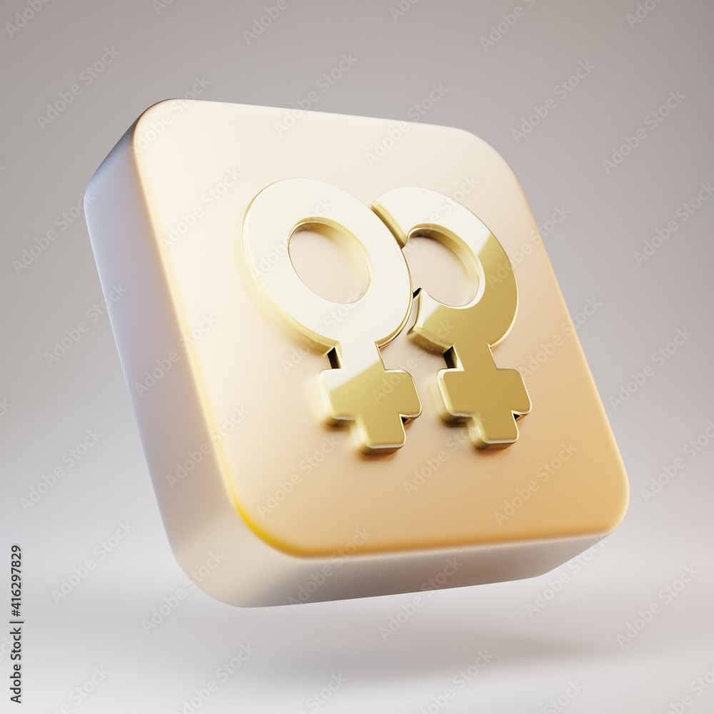 Venus Double icon. Golden Venus Double symbol on matte gold plate. Venus Double icon. Golden Venus Double symbol on matte gold plate.
