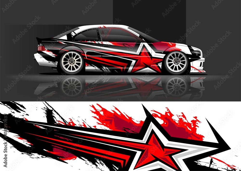 car livery Graphic vector with abstract racing shape design
