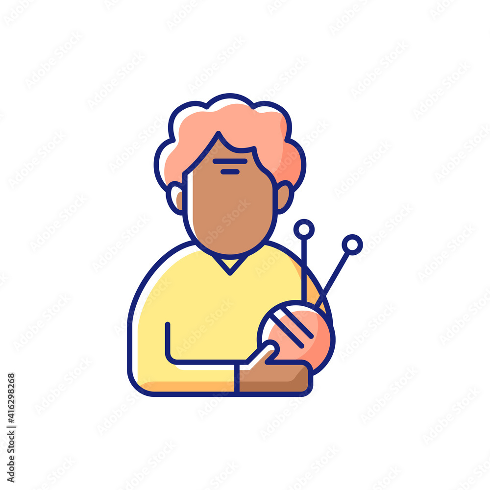 Elderly woman RGB color icon. Old female pensioner. 60-65 years old. Facial aging. Diseases and health conditions in elderly. Aged person. Receiving old age pension. Isolated vector illustration