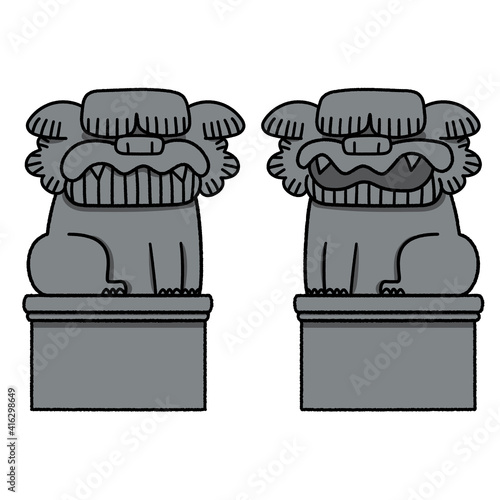 Komainu, dogs, shrines, animals, color