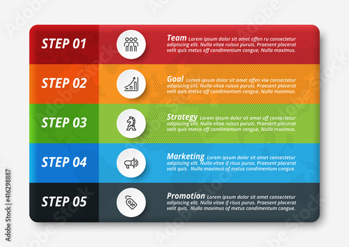 Business infographic template with step or option.