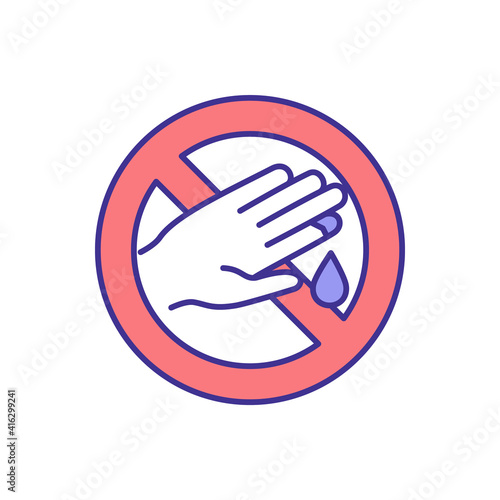 Hand injury prevention at work RGB color icon. Cuts and puncture avoiding. Traumas at construction industry. Hazards awareness. Hygiene, first aid. Unsafe work preventing. Isolated vector illustration
