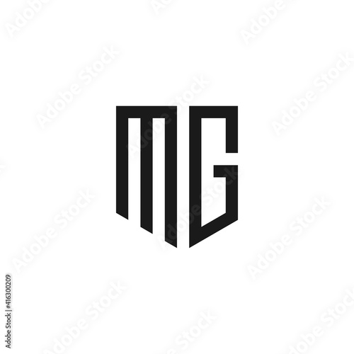 MG logo monogram with emblem shield style design vector template