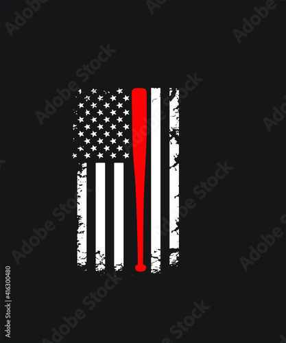 American flag baseball t-shrt. Printable graphic design for any item.