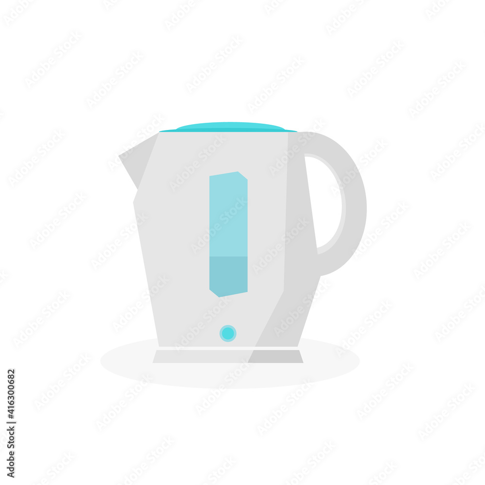 Futuristic grey electric kettle with glass and power-on display. Flat vector illustration Futuristic grey electric kettle with glass and power-on display. Flat vector illustration