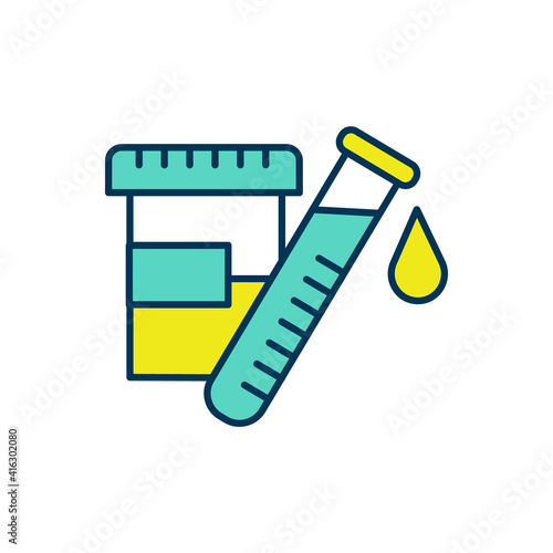 Urinalysis RGB color icon. Urine test. Patient screening. Diagnosis health conditions. Detecting urinary tract infections, kidney disease and diabetes. Lab test. Isolated vector illustration