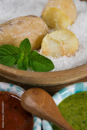 Papas arrugadas, food of the Canary Islands, Spain photo