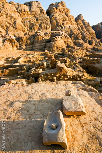 Neolithic grindstone, Al Beidha Neolithic Village, Jordan