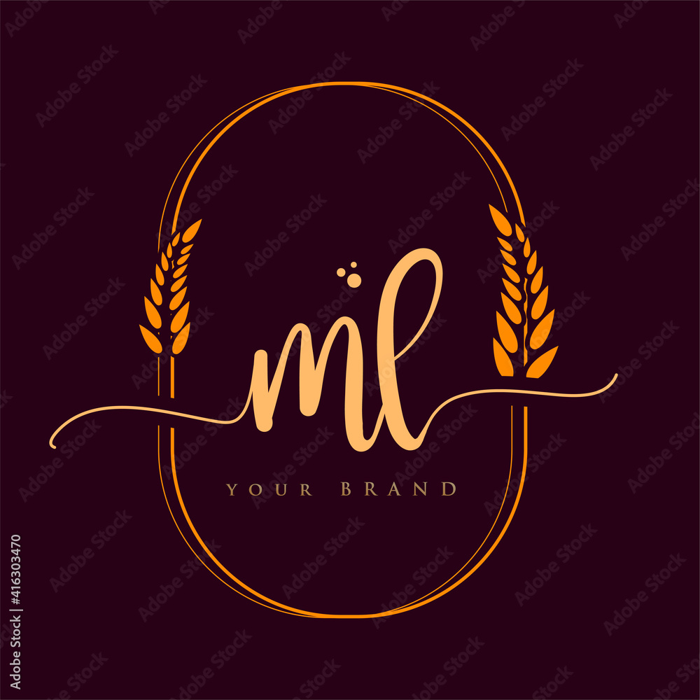 ML Initial handwriting logo. Hand lettering Initials logo branding with ...