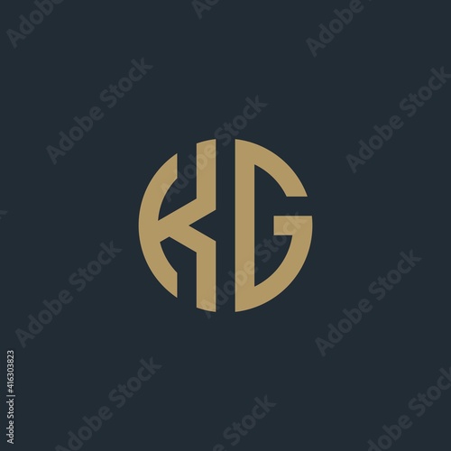 Abstract letter KG. minimal circle logo design template. Vector letter logo with green and black background
