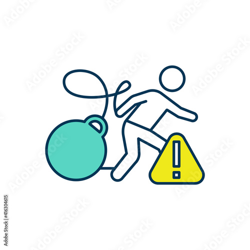 Coding therapy RGB color icon. Forming psychological barrier in patient mind. Alternative therapeutic method. Brain manipulation and controlling. Mind-body interventions. Isolated vector illustration